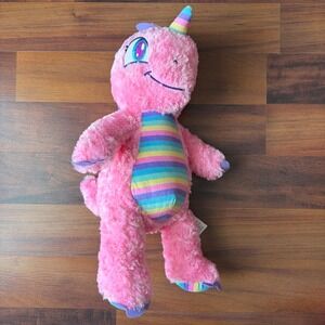 Build A Bear Pink Dinosaur Unicorn Plush Toy Stuffed Animal Rainbow Horn